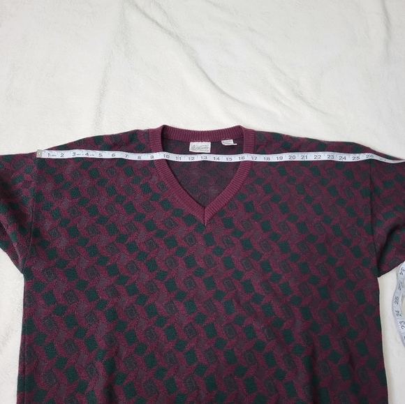 Maglifico Florance Men's Burgundy Patterned Sweater. Size XL Merino Wool Italy - Picture 8 of 10